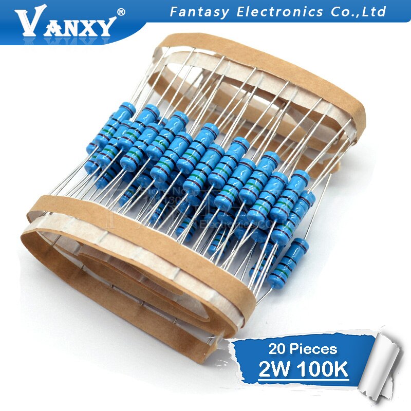 20pcs 100K ohm 2W Metal film resistor