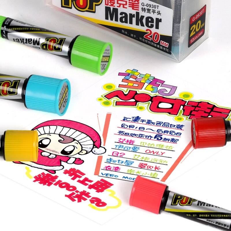 Reklame 6mm/12mm/20mm/30 mmpop mikrofon pen markør pen bred hoved pen