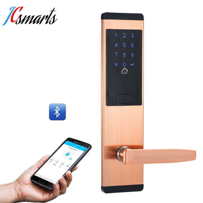 Smart IC card lock Intelligent Bluetooth Electronic touch keypad Door Lock with APP remote control: Copper