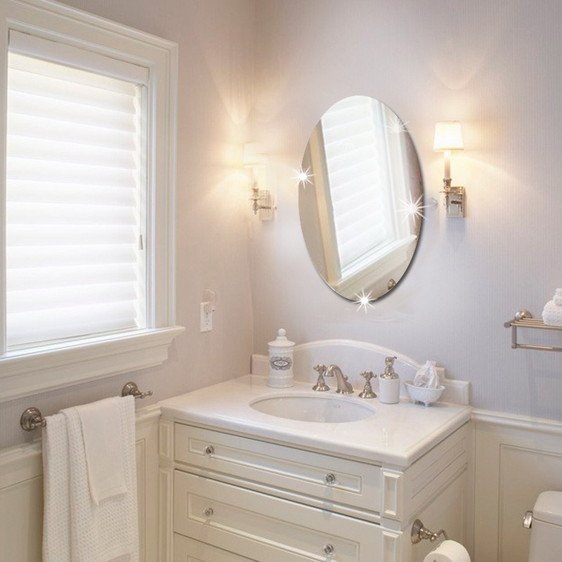 3D Self-Adhesive Mirror Wall Stickers Acrylic Removable Livingroom Oval Rectangle Reflective Glass Wallpaper Bath Home Decor