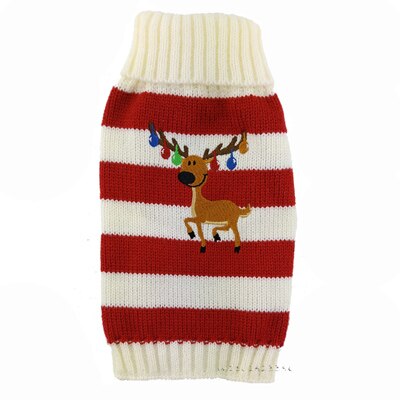 Chandail de noël en tricot | Rennes, animal de compagnie, chat chien, chiot rayé, vêtements chauds pour petits chiens, Costume Chihuahua bouledogue français: Red / S