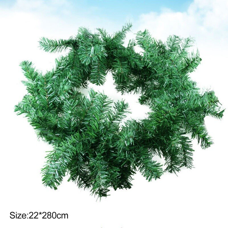 Christmas Artificial Garland Wreath PVC Green Rattan Hanging Ornament For Kids Home Party Christmas Decor