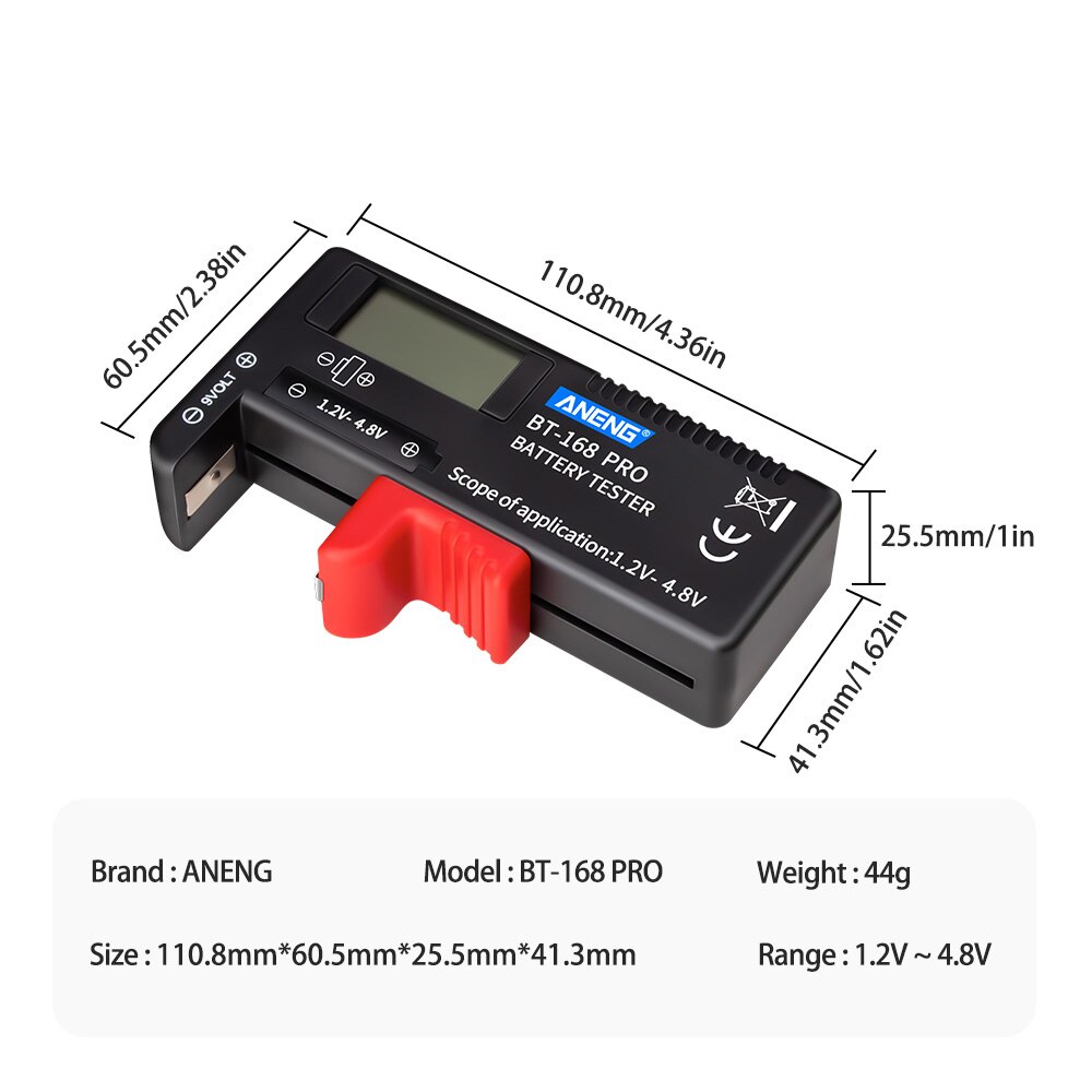 ANENG BT-168 PRO Battery Tester Digital-display Type Tester Battery Checker Battery Capacity Diagnostic Tool Universal Tester
