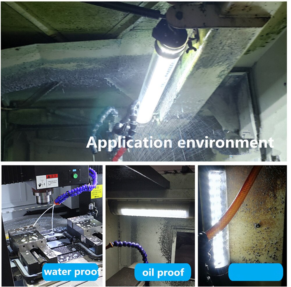 Cylindrisk cnc drejebænk lang stribe lampe 24v vandtæt cnc bearbejdningscenter maskine led maskin lampe 220v