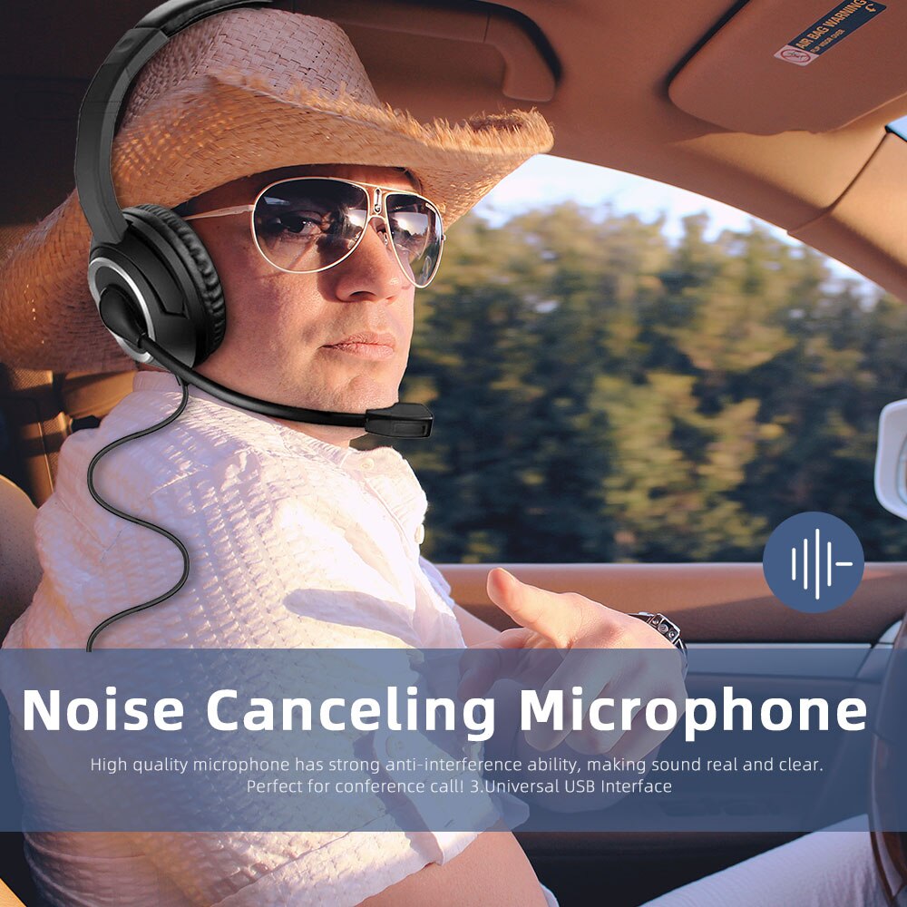 Mpow U10 USB 3.5mm Wired Headset with Noise Canceling Mic&amp;Memory Earmuff In-line Control Headphone for Office Call Online Class