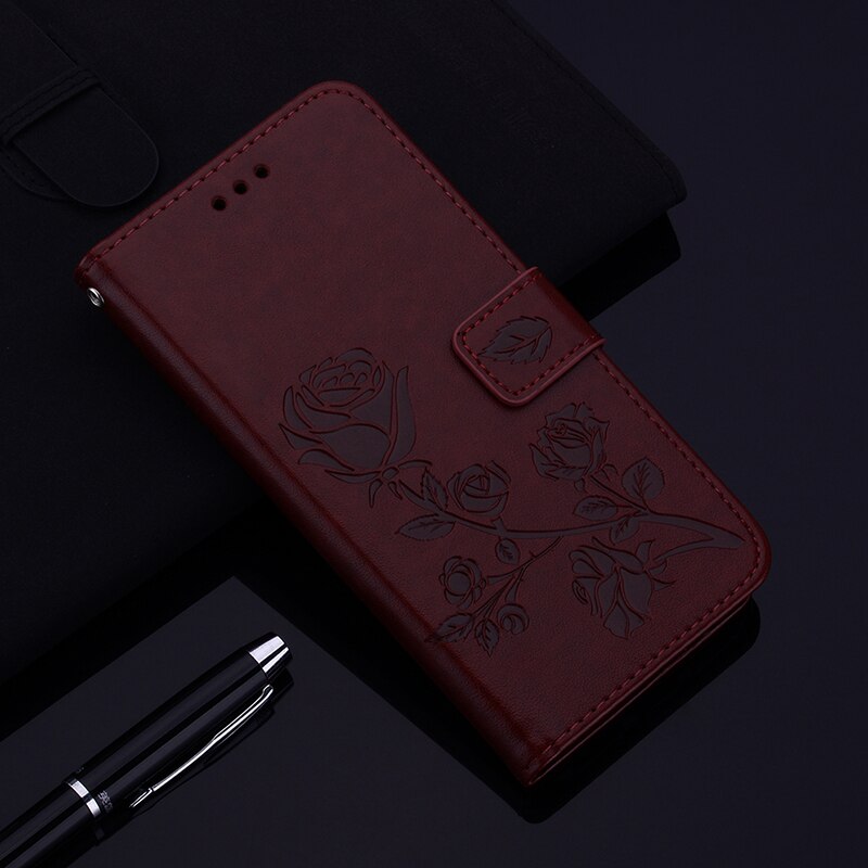 Funda de cuero para Samsung Galaxy A51, funda con tapa magnética de flor 3D para Samsung A51, fundas para teléfono Galaxy A 51, A515F, Etui: Brown