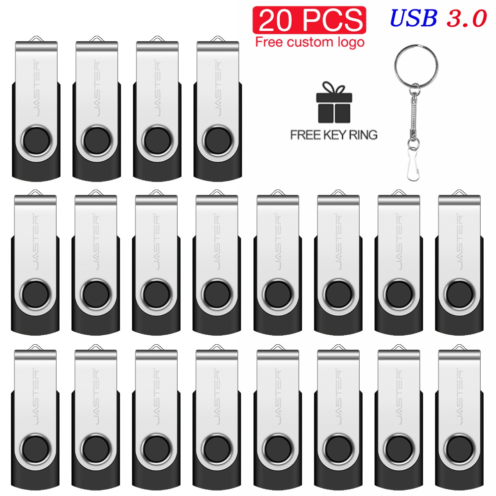USB3.0 20 PCS Lot USB 3.0 Flash Drive 128GB Free Custom Logo Memory Stick 64GB Key Chain Pen Drive 32GB Colorful Pendrive U Disk: black / 32 GB