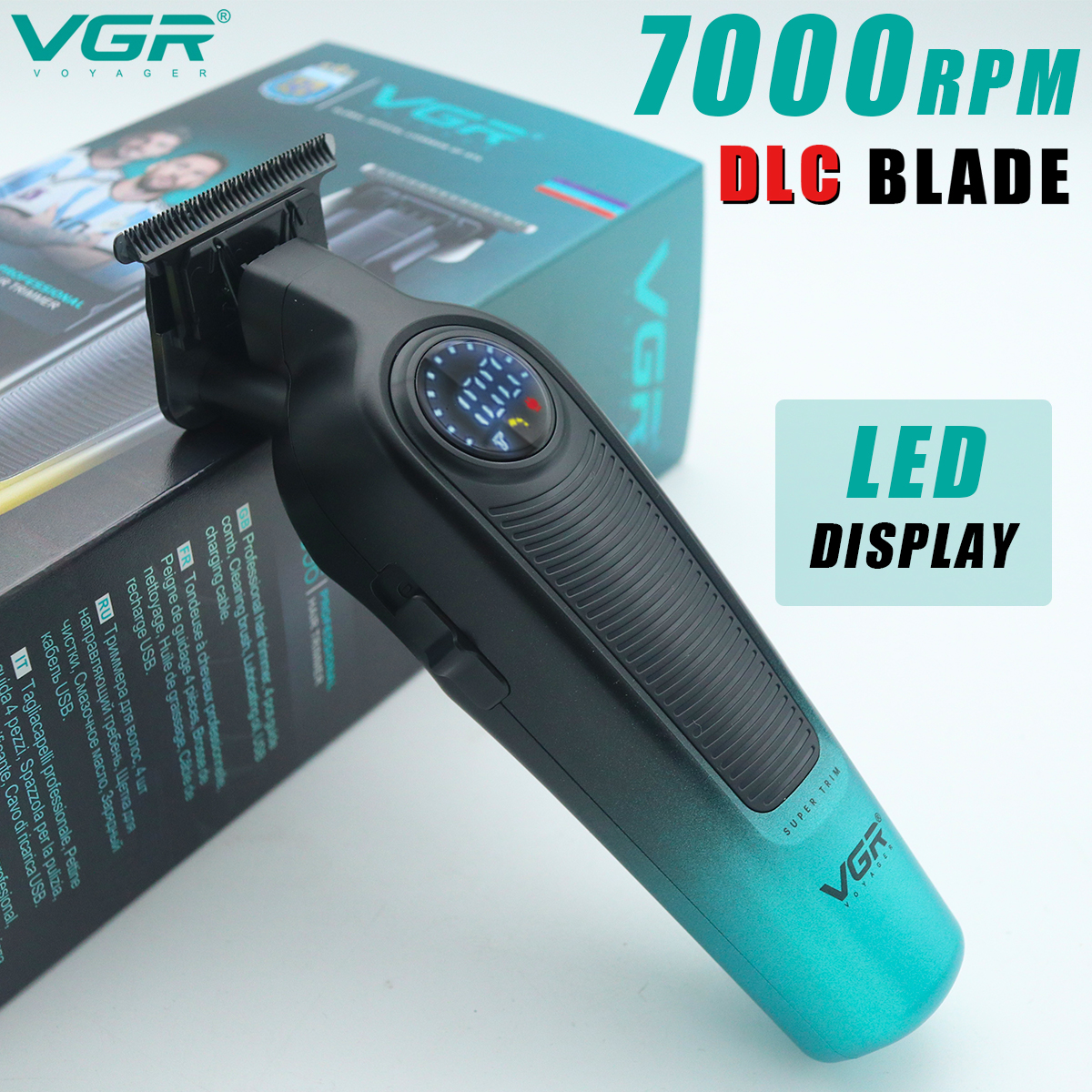 Nueva cortadora de pelo corporal de Metal degradado VGR 996, cortadora de pelo eléctrica para hombres, pantalla Digital inteligente LED, empujador de tallado en casa