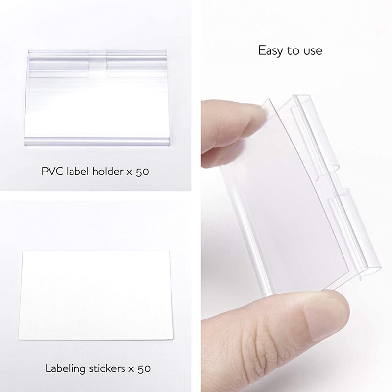 50 Stuks Clear Plastic Label Houder Prijskaartje, Plank Label Clip Verwijderbare Label Houder Voor Opbergbakken Mand Labels