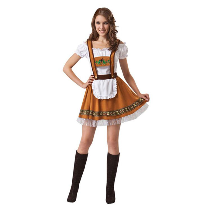 Disfraz de Oktoberfest de Alemania para hombre y mujer, ropa de fantasía de cerveza bávara, vestido de cosplay para pareja adulta, ropa de mucama de de talla grande