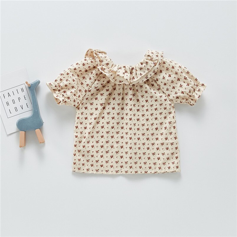 Blusa Adorable para bebé, camisa de manga corta con estampado de rosas para niño, ropa para niña, Tops para niño, chaquetas de 0 a 24M