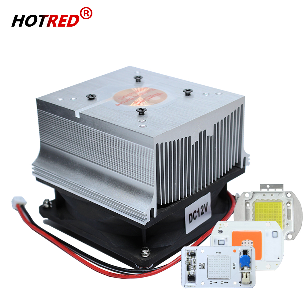 1 Set Led Chip Radiator Kralen Heatsink Aluminium Koellichaam Koelkoeler Met 12V Ventilator Fit Transistor Module Power 20W 50W 100W