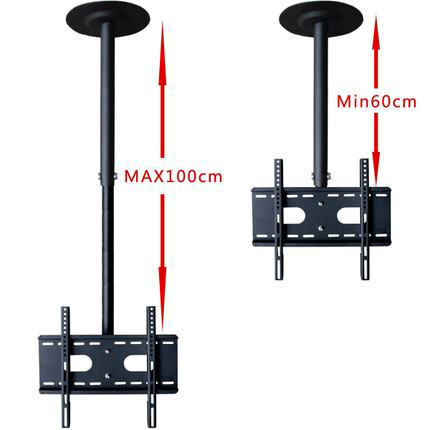 360 Degree 60-2000mm Height Adjustable 37"-70" Ceiling TV Mount Bracket LED LCD Monitor Holder Max. VESA 600x400mm Loading 25kgs