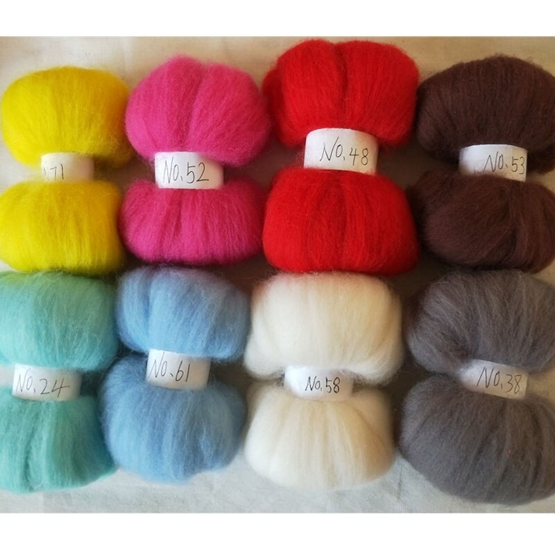 WFPFBEC wol voor vilten merinowol fiber 20g/kleur 8 kleuren