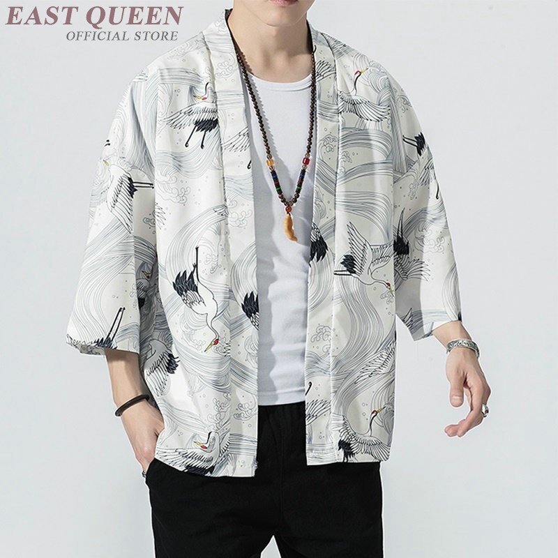 Kimono masculino japonês, estilo kimono tradicional, para homens, harajuku, traje samurai