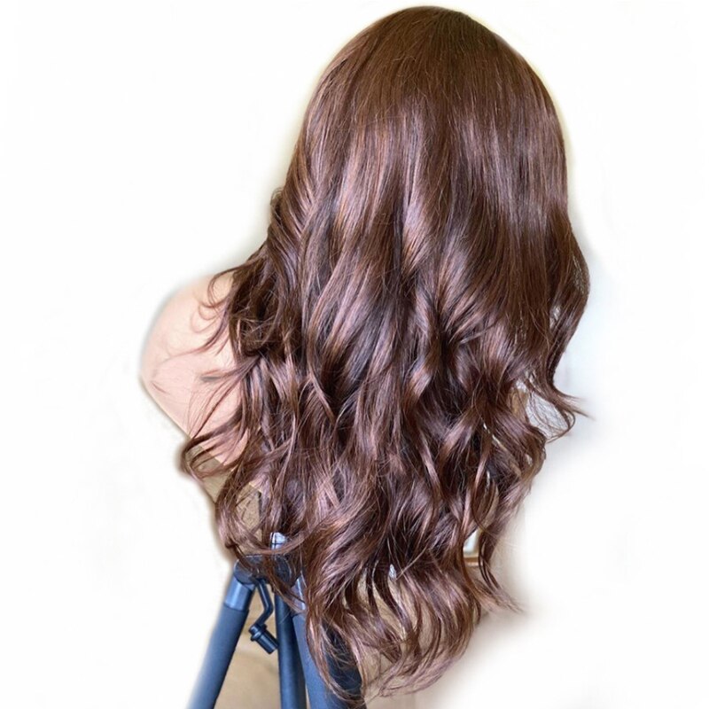 Long Dark Brown Water Wave Hair Lace Front Synthetic Wigs For Black Women With Baby Hair High temperature Fiber Daily Wigs