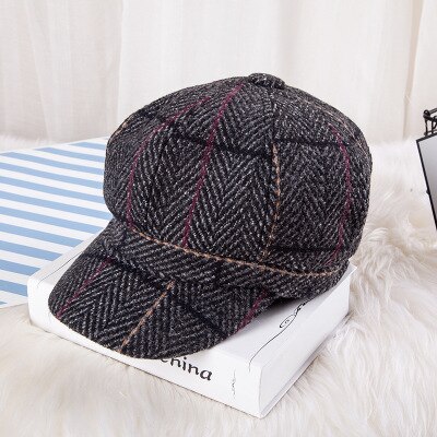 Dam basker mössa höst & vinter hatt för kvinnor bomull vintage enfärgade mjuk mössa hatt dam klassiska basker: 2