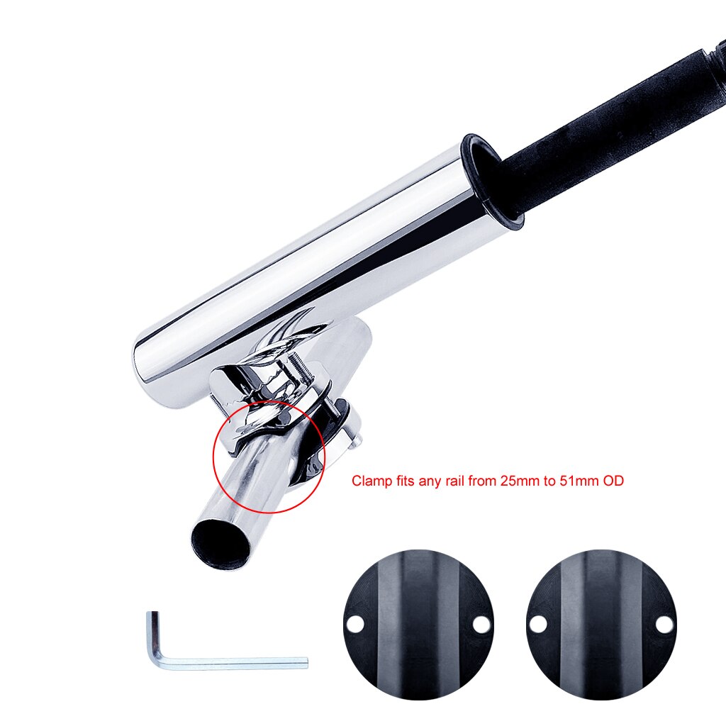 Stainless Steel 316 Fishing Rod Rack Holder Rail Mounted Rest Pole Bracket Support for 25 to 51mm Rail Marine Boat Accessories