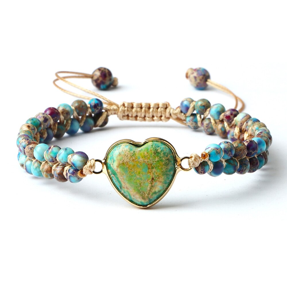 Clássico de pedra natural forma do coração charme macrame pulseira feminino masculino artesanal ajustável trançado pulseiras jóias presente da amizade: style 4