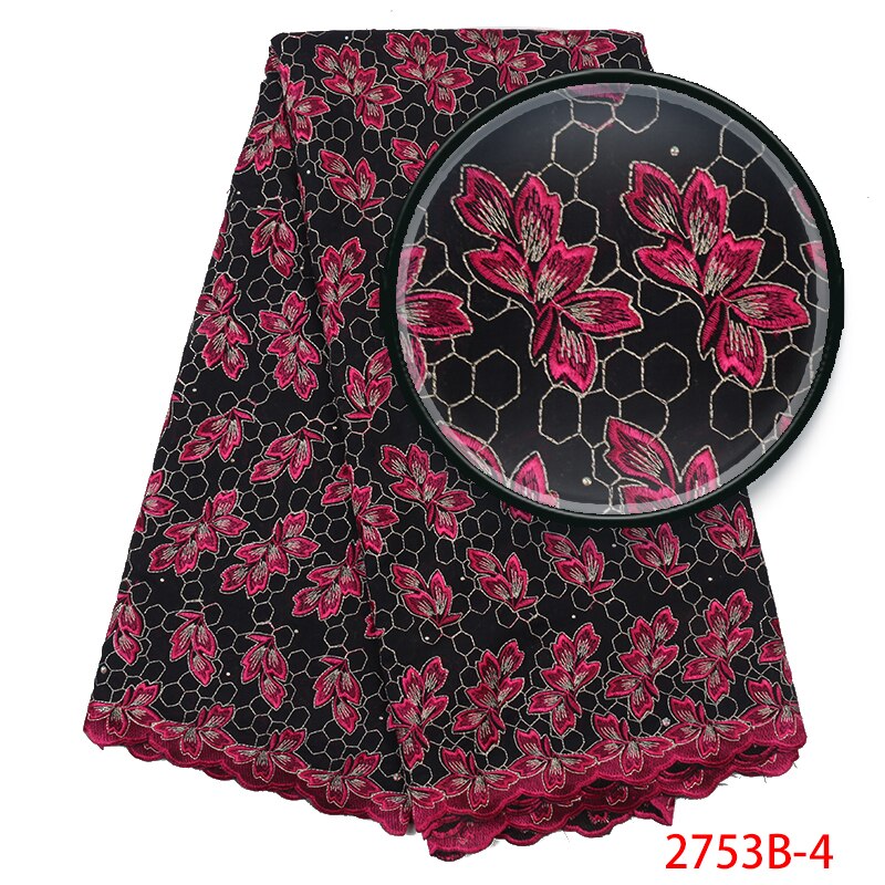 African Dry Lace Fabric Swiss Voile Lace In Switzerland Nigerian Cotton Lace Fabric with Stones KS2753B-4