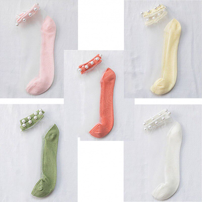 Calcetines transparentes de malla para mujer y niña, medias transparentes ultrafinas de encaje, 5 piezas, M09: 2