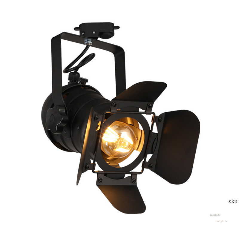 Plafoniere moderne a LED Lampade da binario in ferro retrò americano Loft Industriale E27 Bar Cafe Illuminazione industriale Apparecchi di illuminazione per proiettori