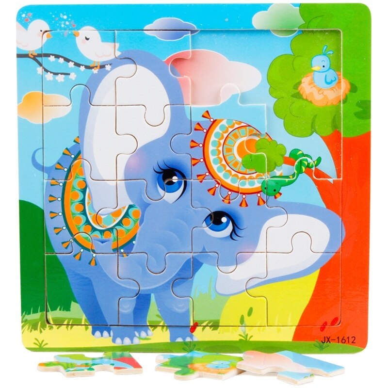 Bambini di legno di Puzzle di Puzzle Giocattoli di Legno Aereo Treno Animale Del Bambino Prima Educazione Illuminazione Genitori WJCL00012: elephant