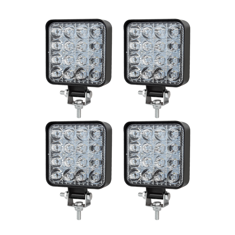 2x 48w Led Werklamp, Vierkante Spotlight 12v 24v Lange Afstand Led Koplampen Ip67 Spot Flood Achteruitrijlicht Voor Auto Vrachtwagen Tractor Suv Boot Zwart Battqx