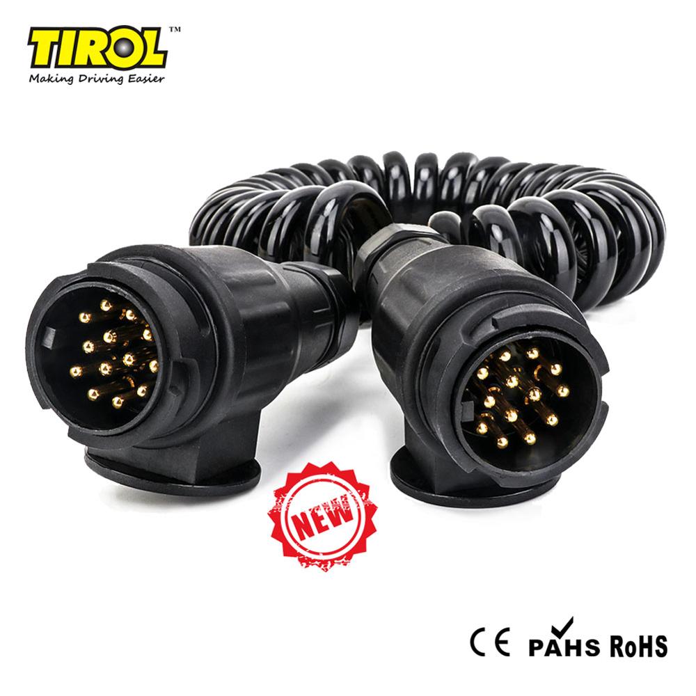 Tirol 13 Pin Plastic Trailer Male Plug Adapter 12V With 4m Spring Wire Male to Male Connector Car Trailer Plug Connector T23012b