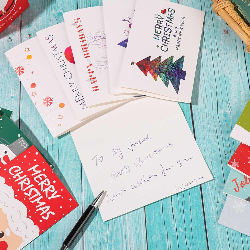 24 Pcs/lot Christmas Greeting Card Kids Christmas Blessing Greeting Cards Envelope Year Postcard Card Xmas Party