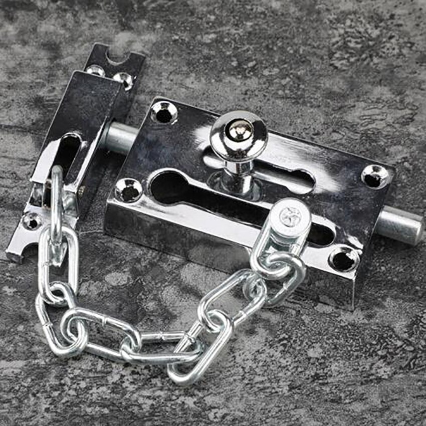 Door Chain Lock, Zinc Alloy Security Chain Guard Slide Bolt Latch, Heavy Duty Door Latch Bolt, Silver, Red / Green Bronze: D