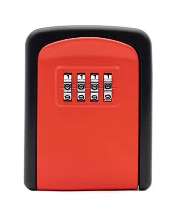 Aluminum Alloy Password Key Lock Box Storage Key Wall Mounted Key Safe Waterproof Outdoor Key Box 4-digit Password: Red