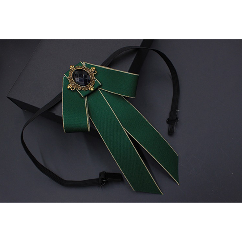 Corbata de moño grande Vintage para mujer, Collar de cinta con borlas de cristal con broche, joyas para un traje , Pin