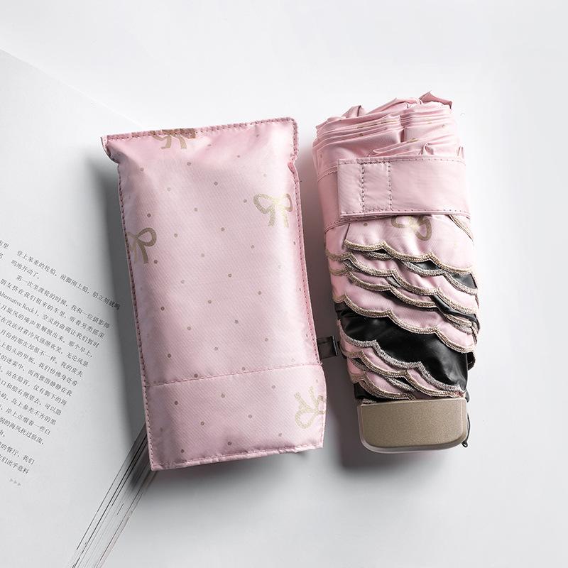 Ombrelle ensoleillé à motif nœud papillon | Mini ombrelle Portable, Anti-UV, paraguay, ombrelle pliante, matériel de pluie pour femmes: pink