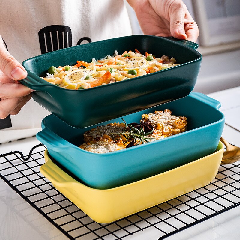 Serving Plates Bakeware Ceramic Baked Plate Microwave Oven Plate Tableware serving tray ceramic plate plateau de service