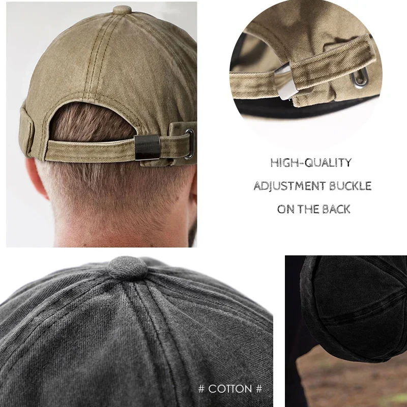 Gewassen Docker Beanie Brimless Cap Hoed zonder vizierkap Effen kleur Retro Vintage Street Style Lente Herfst Outdoor Gorras