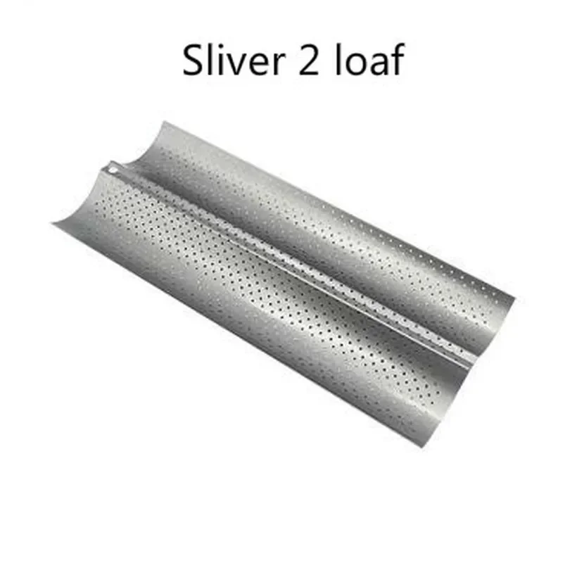 Bandeja para hornear, molde para baguette, molde para pan para baguette, utensilios para hornear, herramientas de pastelería, moldes para pan antiadherentes, utensilios para hornear, 2 uds.: Plata