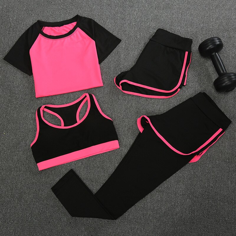 Fitness Suit Women's Summer Fitness Jacket Running Suit Quick-drying Suit Fitness Suit Four-piece Set