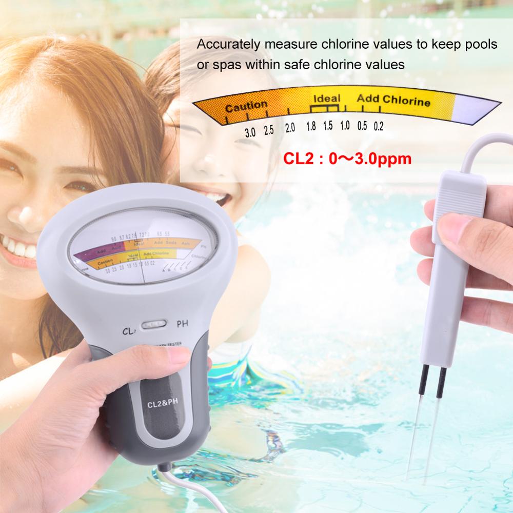 2 in 1 vand ph & chlor pc -102 niveau vand test enhed  cl2 måling til swimmingpool akvarium