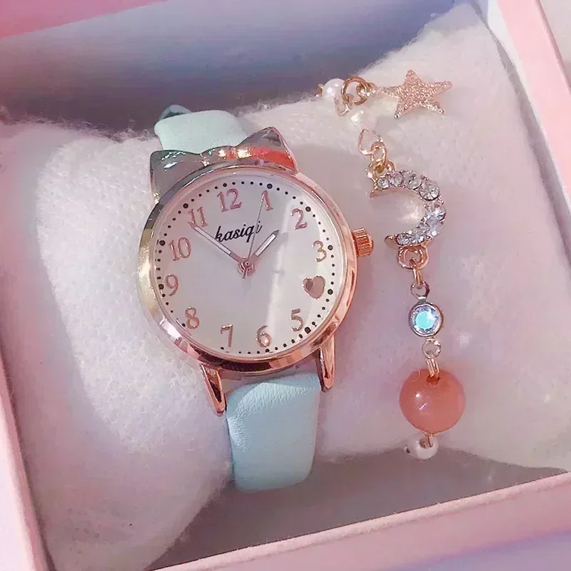 2025 Kinder Liebe Digitale Zifferblatt Kinder Set Uhr Lederband Quarz Uhren Kind Mädchen Uhr kinder Uhr + armband