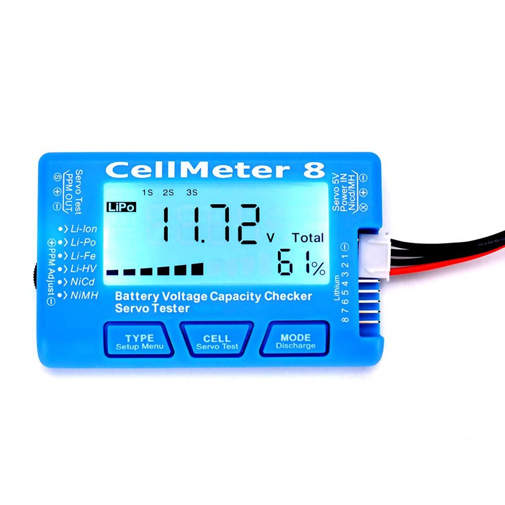 Rc-celmeter -7 celmeter -8 digitale batterijcapaciteitscontrole lipo life li-ion nicd nimh-batterijspanningstester controle: Celmeter -8