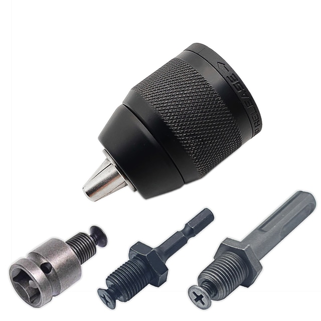 2-13mm Keyless 3-Jaw 1/20-20UNF Drill Chuck Quick Change Adapter SDS-Plus Shank 1/4" Hex Square Fit Rotary Hammer/Hammer Drill: Chuck and Shank Set