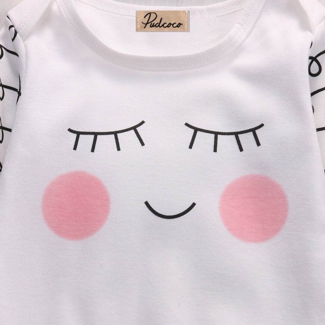 pudcoco Newest Arrivals Infant Newborn Toddler Cute Pattern Lovely Rosy Cheeks Robes Outfit Baby Gown Hat 2pcs Clothing