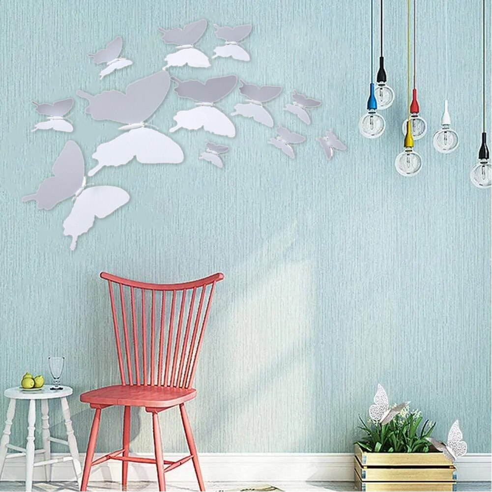 12pcs PVC Wedding DIY Decals Wall Sticker Laptop Single Layer Living Room With Magnet 3D Butterfly Window Home Decor Bedroom