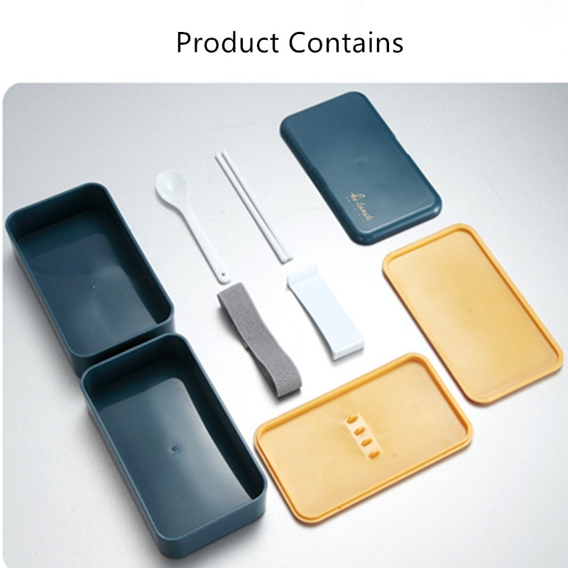 1200ml Double Layers Lunch Box With Spoon Portable Microwave Bento Box Healthy Plastic Food Storage Container Lunchbox