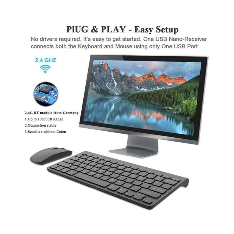 Mini Wireless Mouse Keyboard For Laptop Desktop Mac Computer Home Office Ergonomic Gaming Keyboard Mouse Combo Multimedia