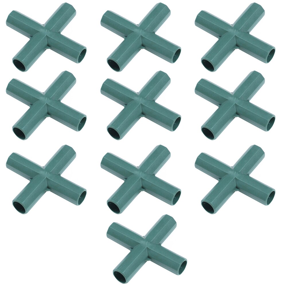 10PCS Greenhouse Frame Connectors Canes Connectors Pillar Plant Stakes Gardening Framework Building Awning Pipe Pole Garden Tool: Flat 4-way