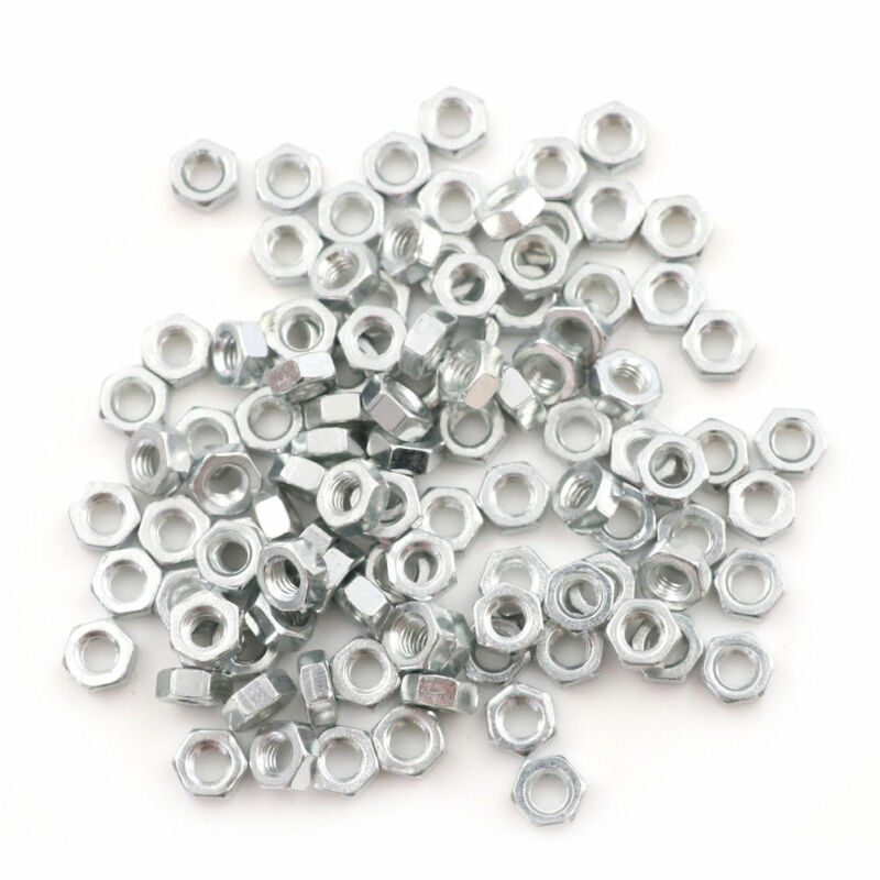 100 pcs Carbon Steel Hexagon Screw Nut Steel Hexagonal Galvanized Nut M2 M2.5 M3 3.5M M4 M5 Nut