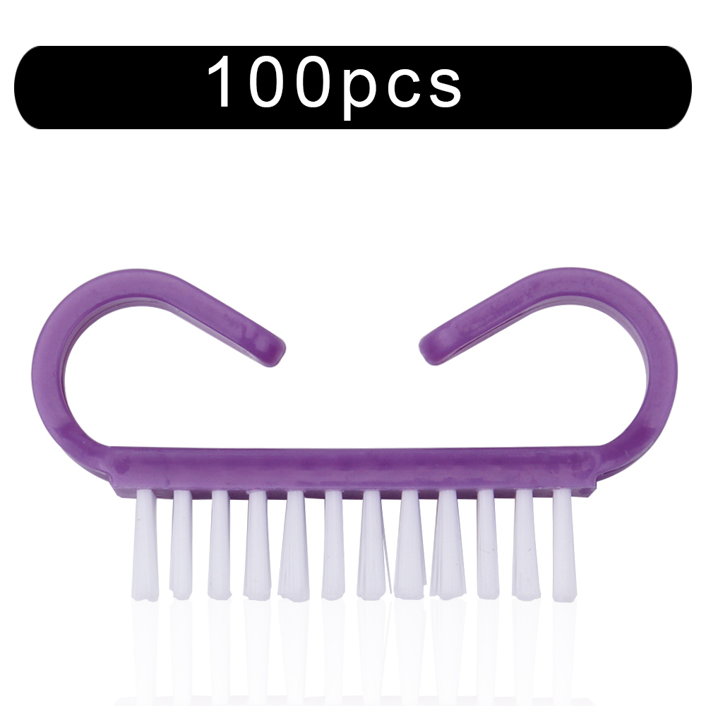 100 stk. neglebørster bløde, støvfjerningsbørster i plastik til neglekunst, akryl, gelpoleringsfil, fingerpleje, makeup, manicureværktøj: Elfenben