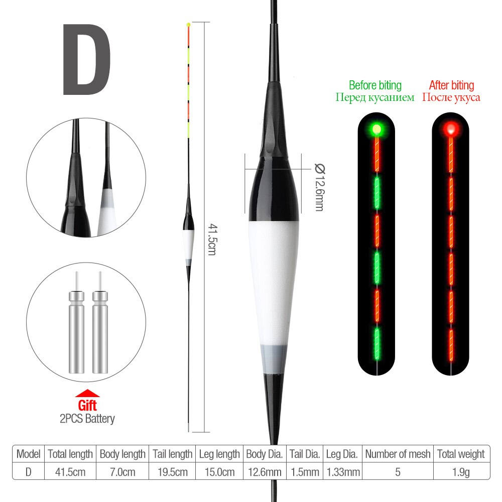 DONQL Nano Smart Led Fishing Float Zeer Gevoelige Fish Bite Herinneren Boei Zwaartekracht Sensor Gloeiende Elektrische Night Fishing Float: D